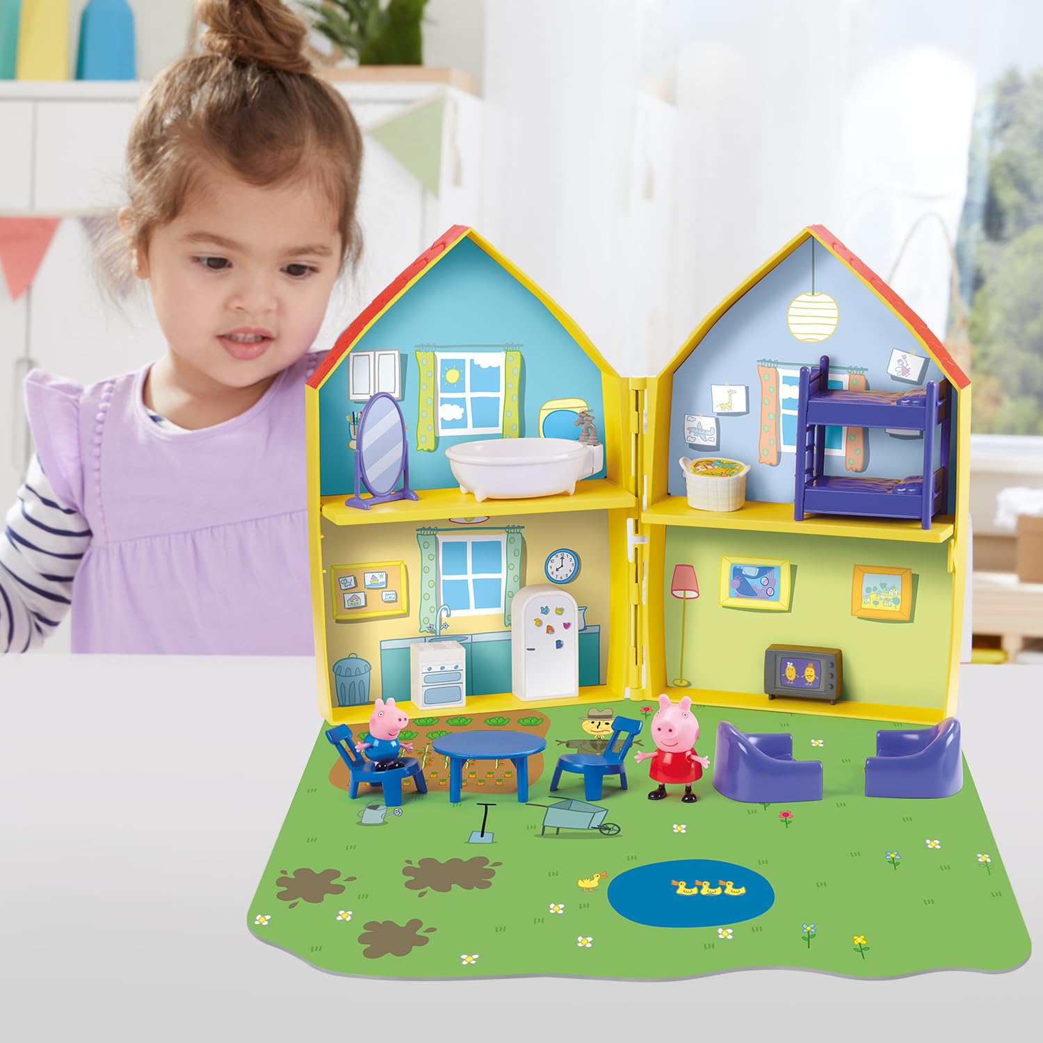 Peppa Pig Family House Playset with Peppa & George Figures | 2-Storey Doll House Toy with Furniture & Accessories for Kids Age 3+