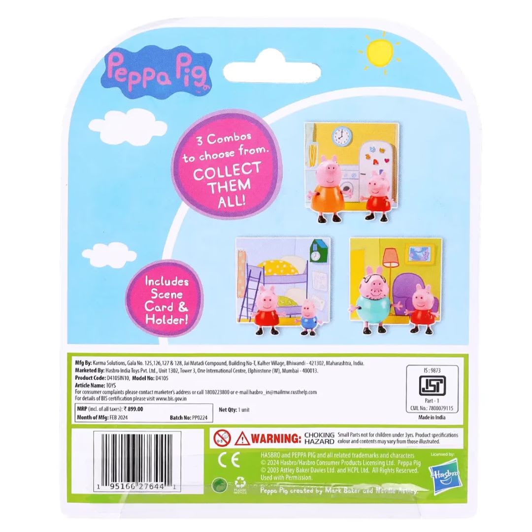 Peppa Pig & George Twin Figure Fun Pack | Poseable Character Figures with Scene Card | Preschool Toy for Kids Age 3+
