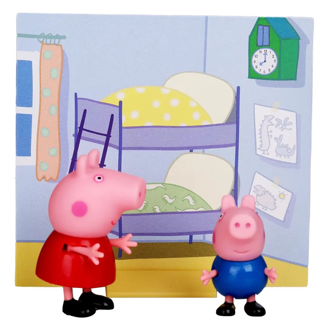 Peppa Pig & George Twin Figure Fun Pack | Poseable Character Figures with Scene Card | Preschool Toy for Kids Age 3+