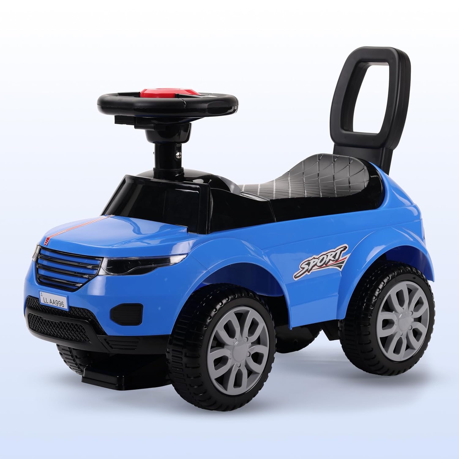 LuvLap Starlight Ride-On Push Car for Kids with Music, Horn & Lights | Parent Push Handle, Safety Guard, Backrest, Under-Seat Storage | Baby Ride-On Toy Blue