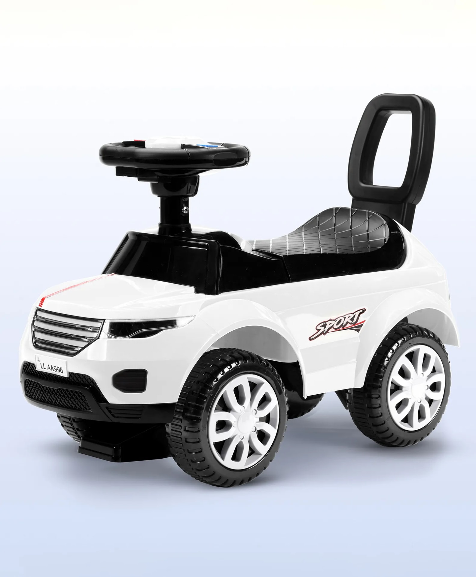 LuvLap Starlight Ride-On Push Car for Kids with Music, Horn & Lights | Parent Push Handle, Safety Guard, Backrest, Under-Seat Storage | Baby Ride-On Toy White