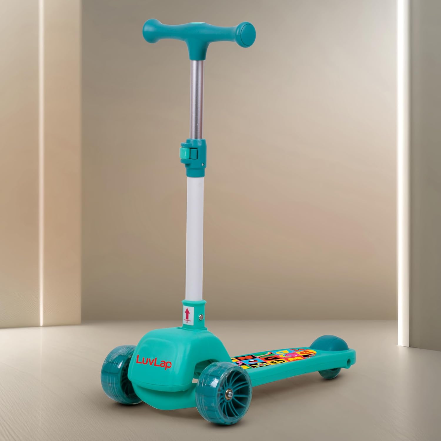 LuvLap Elegant 3-Wheel Kick Scooter for Kids (3-10 Years) | LED Wheels, Adjustable Handlebar, Lean-to-Steer, Wide Anti-Slip Deck & ABEC-7 Bearings - Sea Green