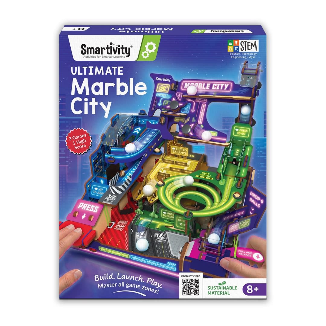 Smartivity Ultimate Marble City DIY STEM Marble Run Building Kit for Kids 8-14 Years | 3-in-1 Spiral, Maze & Hopper Game | Educational Construction Toy