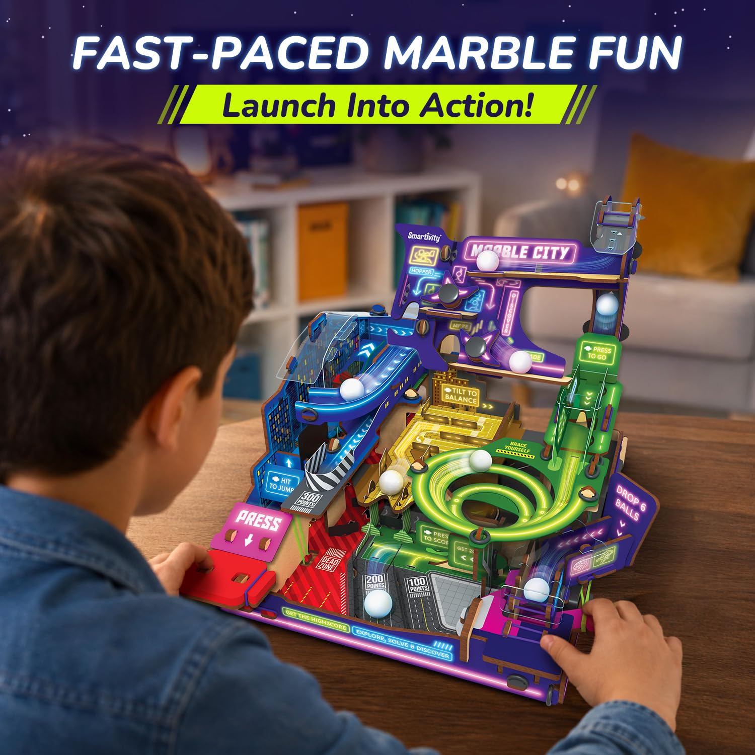 Smartivity Ultimate Marble City DIY STEM Marble Run Building Kit for Kids 8-14 Years | 3-in-1 Spiral, Maze & Hopper Game | Educational Construction Toy