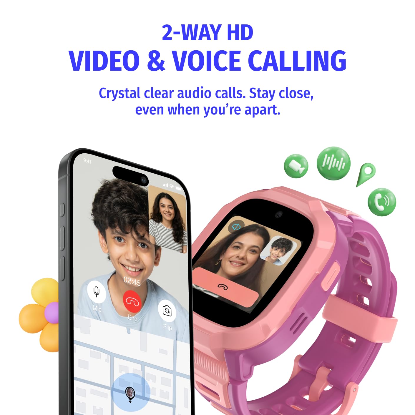 Noise Junior Explorer 2 Smart Watch Pink for Kids with 4G SIM Compatible, 2-Way Video & Voice Calling, Geofencing, Real Time Location Monitoring via Google Maps