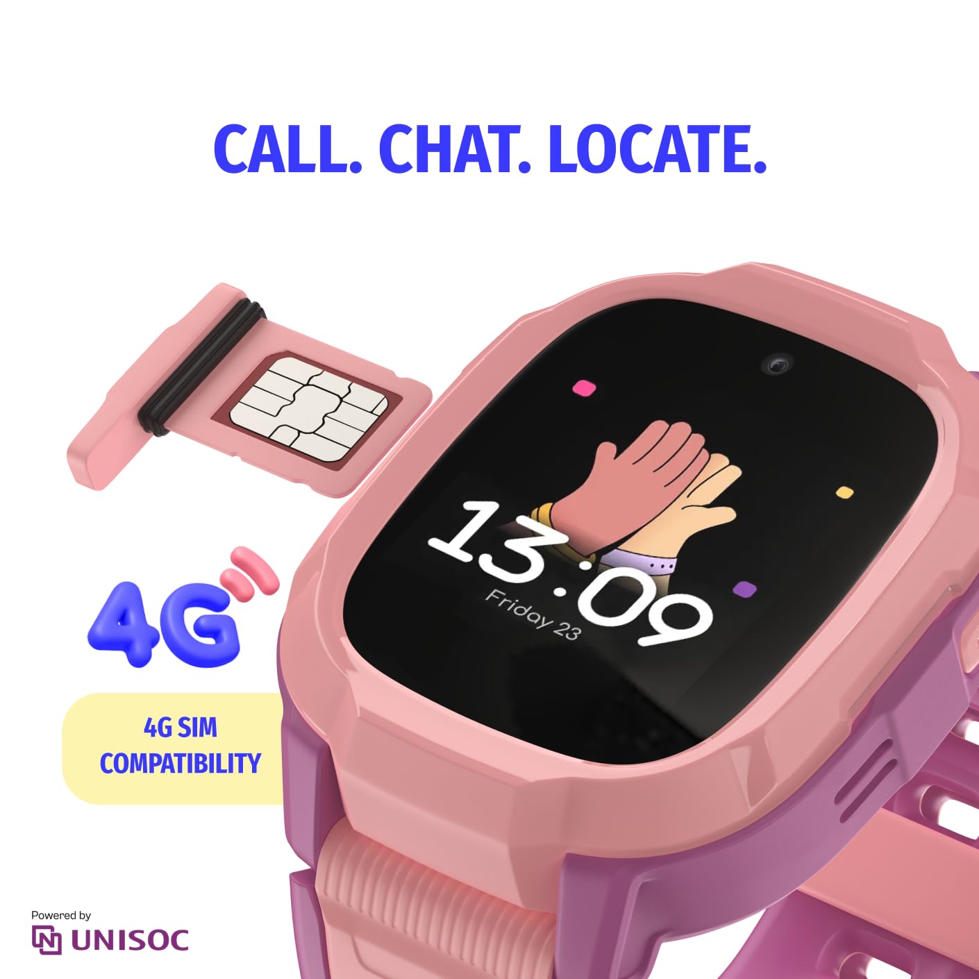 Noise Junior Explorer 2 Smart Watch Pink for Kids with 4G SIM Compatible, 2-Way Video & Voice Calling, Geofencing, Real Time Location Monitoring via Google Maps