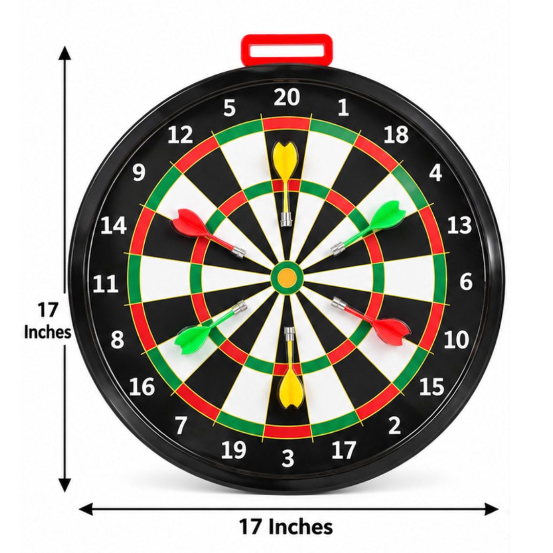17 Inch Magnetic Dart Board Set with 6 Magnetic Darts | Indoor Target Game for Kids & Adults | Fun Family Activity | Age 5+
