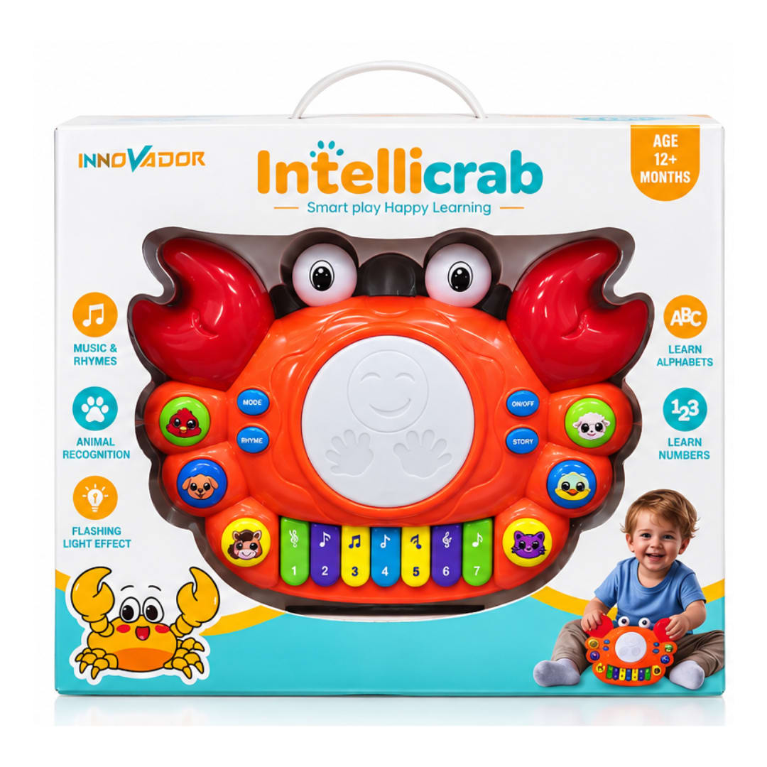 Innovador Intellicrab Musical Learning Toy for Kids 1 Year+ | Piano, Drum Pad, Stories, Rhymes, Alphabets, Numbers & Animal Sounds