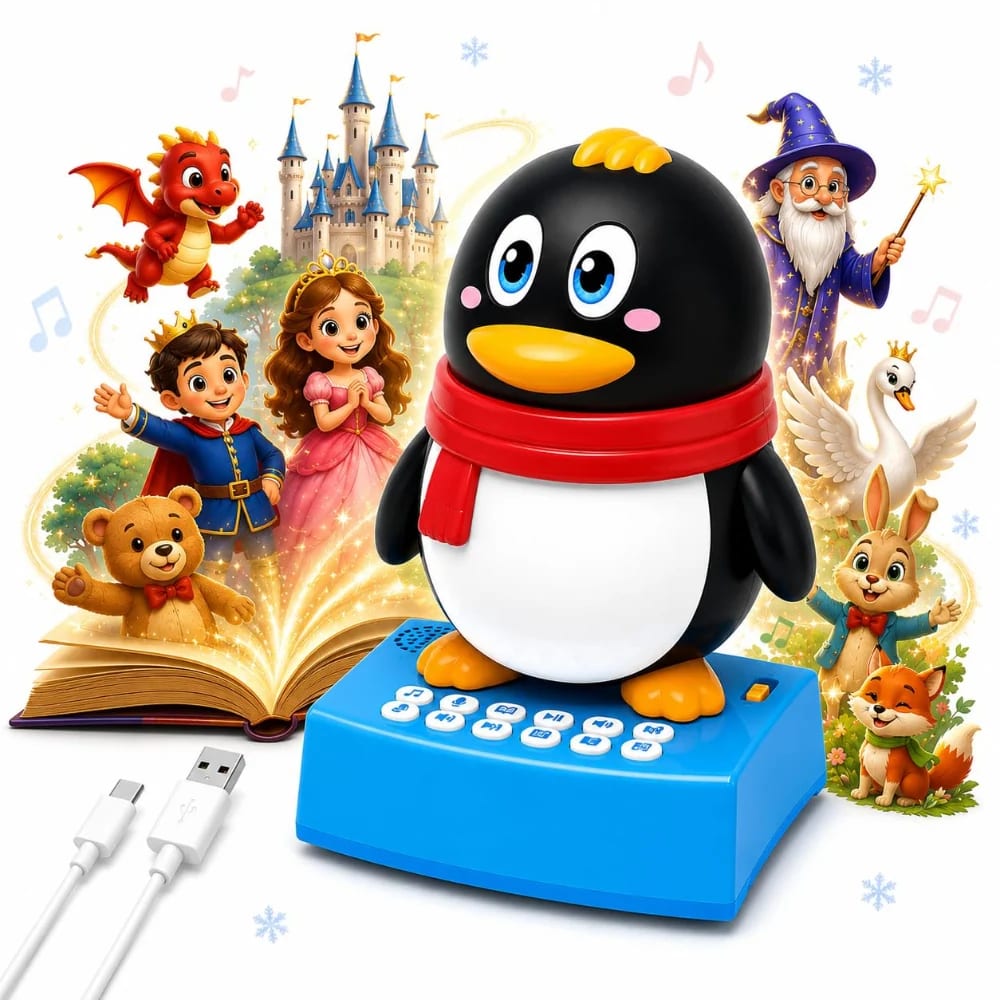 Mirana Pengo Dancing Penguin Musical Toy for Kids - Interactive Educational Toy with Stories, Rhymes, Bluetooth, Record & Playback - Rechargeable - Red - 3+ Years