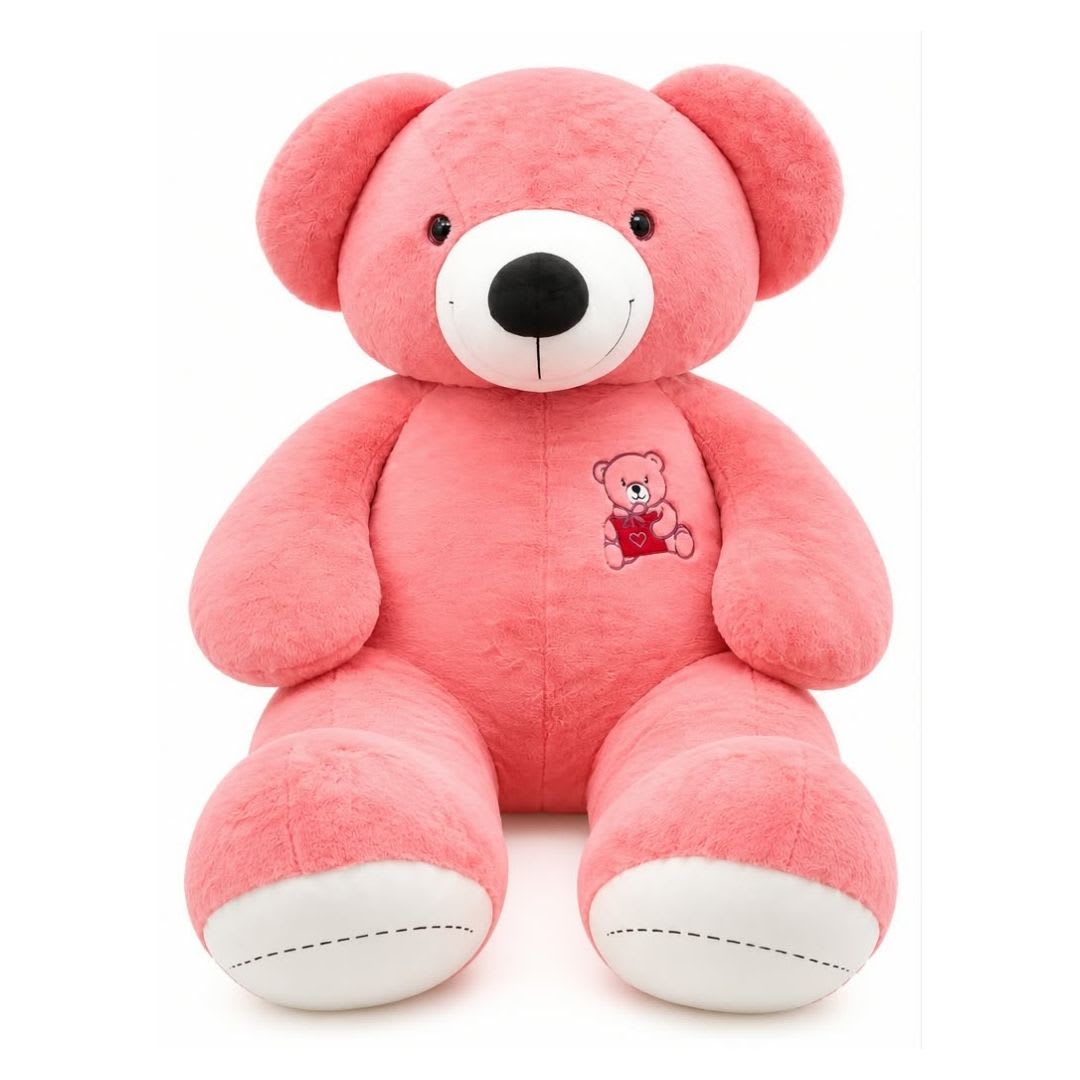 Fuzzy Bear 5 Feet Giant Teddy Soft Toy Pink – Extra Large Plush Stuffed Animal with Cute Embroidered Design, Super Soft Cuddly Teddy Bear for Kids, Birthday Gifts, Anniversaries and Special Occasions