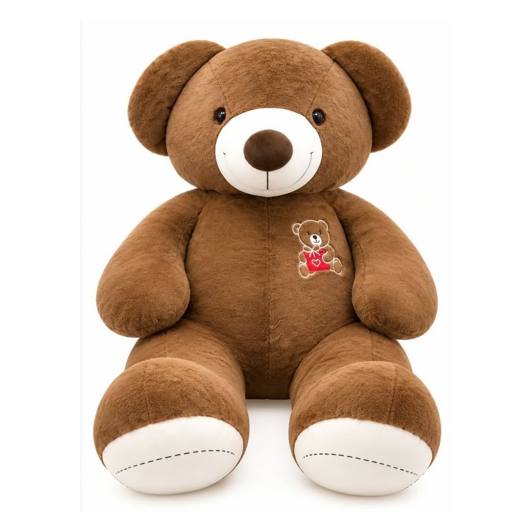 Fuzzy Bear 5 Feet Giant Teddy Soft Toy Brown – Extra Large Plush Stuffed Animal with Cute Embroidered Design, Super Soft Cuddly Teddy Bear for Kids, Birthday Gifts, Anniversaries and Special Occasions