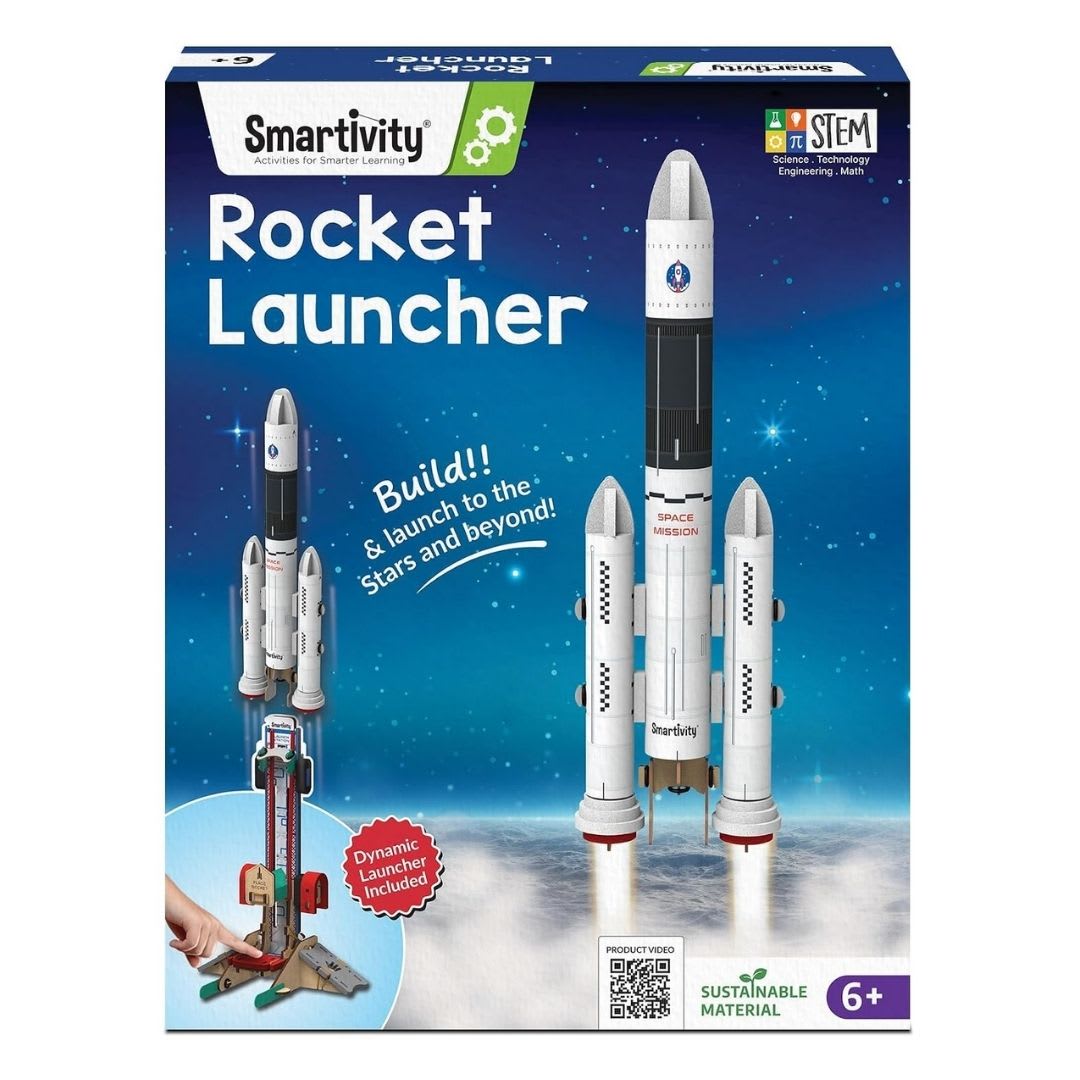 Smartivity DIY Rocket Launcher STEM Kit for Kids Ages 6-12 | Build Your Own Rocket and Launcher | Educational Science Experiment and Engineering Toy | Screen-Free DIY Activity and Birthday Gift
