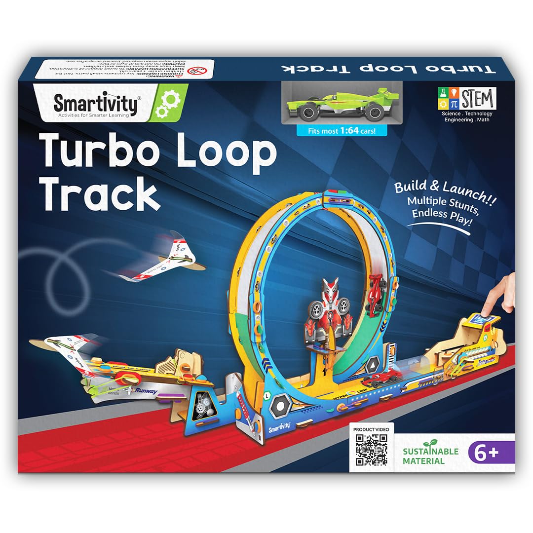 Smartivity High-Speed Race Car Track with Loop for Kids Ages 6-12 | DIY STEM Racing Track Building Kit | Engineering and Physics Learning Toy | Screen-Free Activity and Birthday Gift