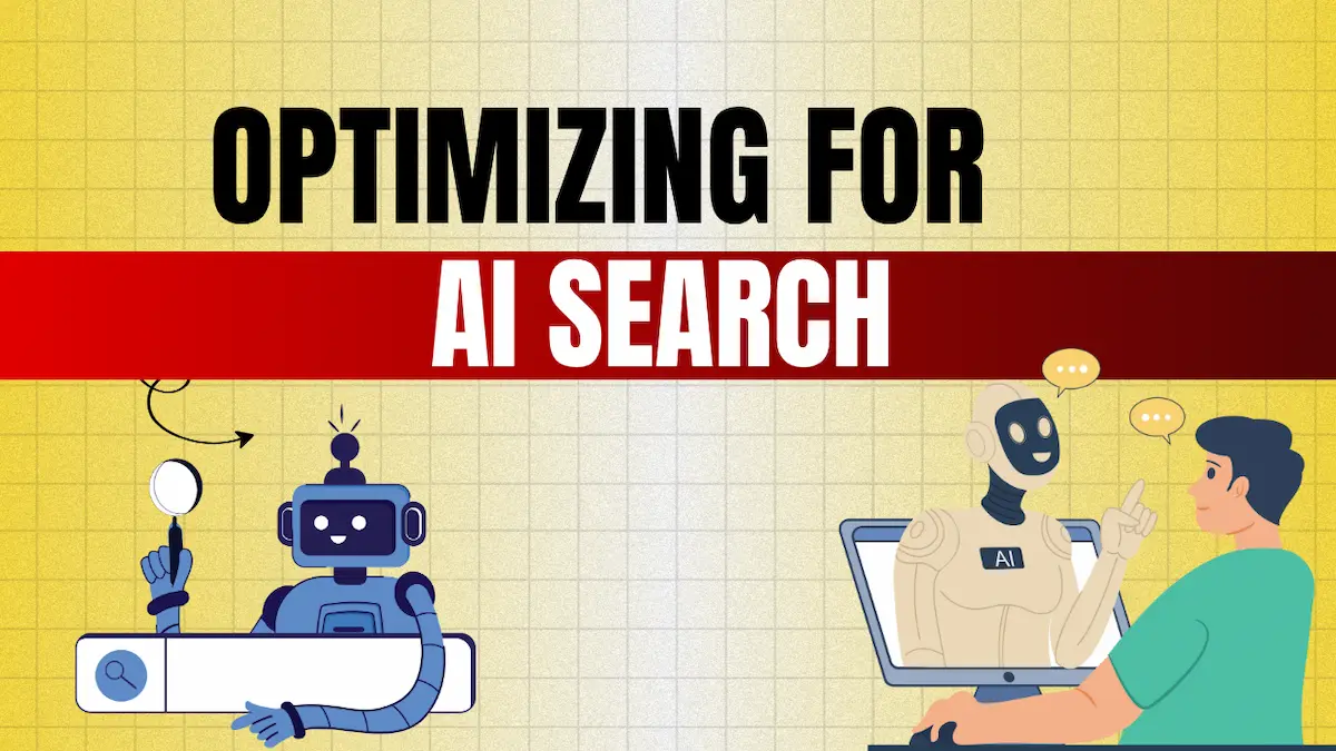 Yellow Blue and Red Flat AI Search Tips YouTube Thumbnail