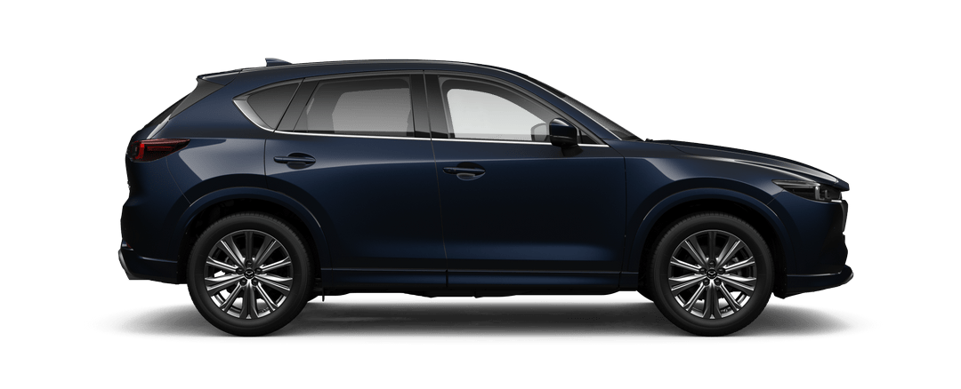 Side view of Mazda CX-5 Takami in Deep Crystal Blue Metallic