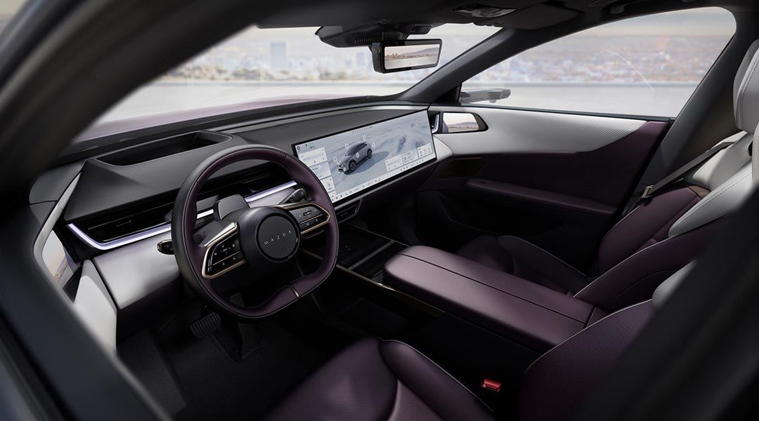 Interior view of the Mazda EZ-60 electric SUV dashboard