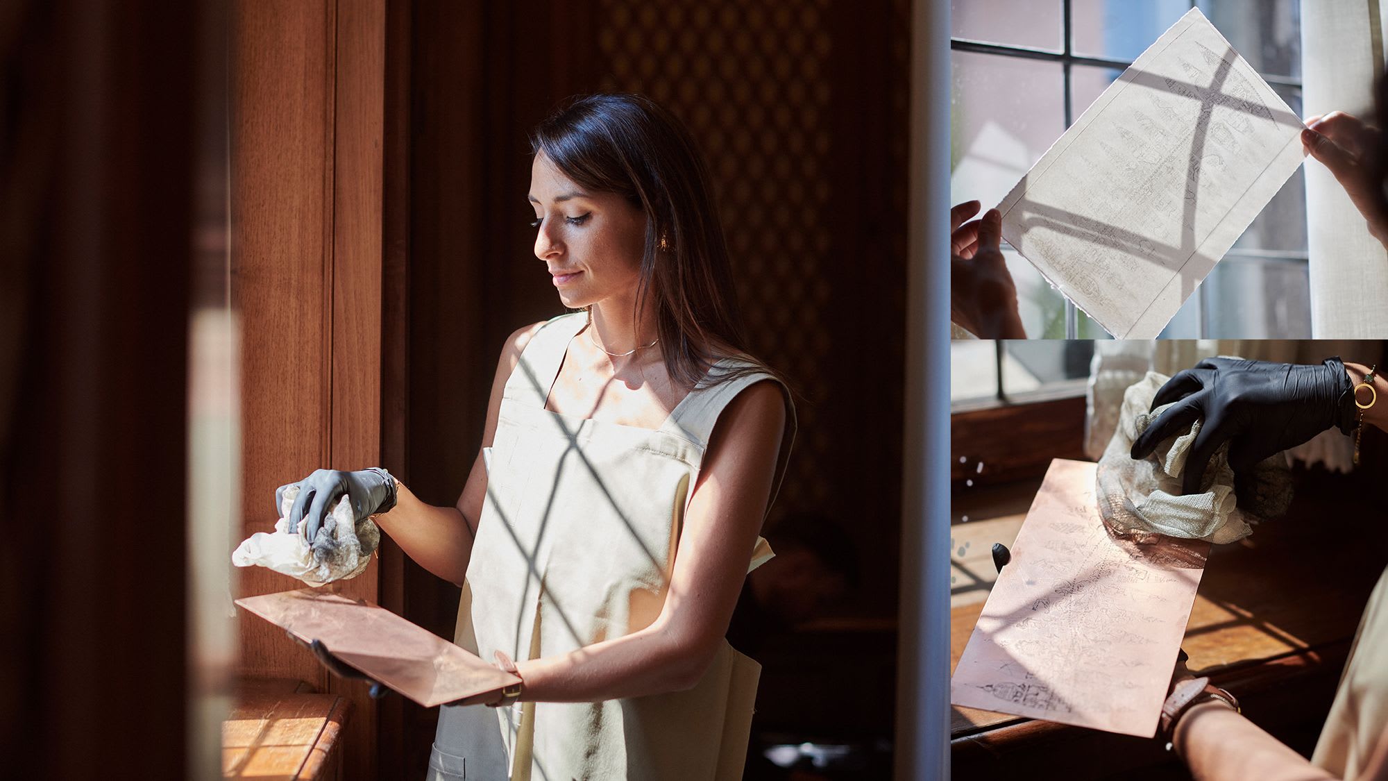 Woman sculpting with clay
