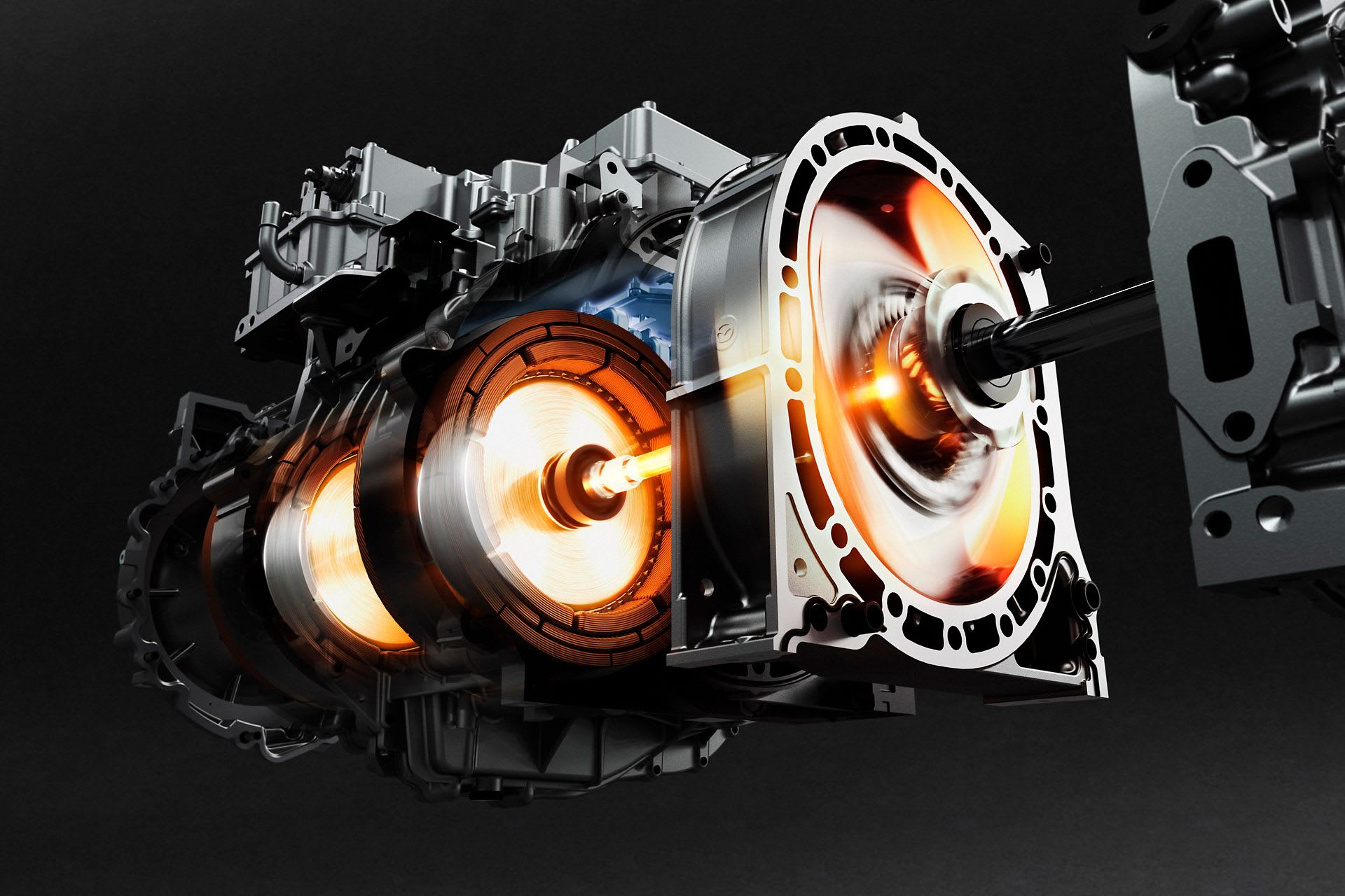 Artist drawing of a Mazda Rotary Engine
