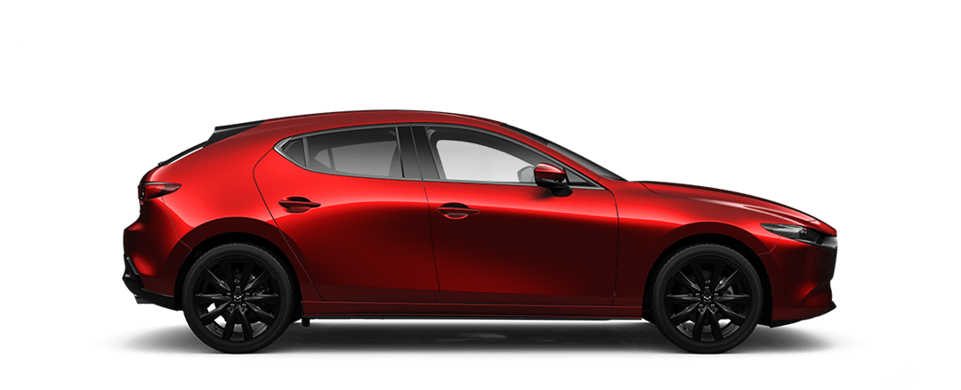 Side view of Mazda3 Takami in Soul Red Crystal Metallic