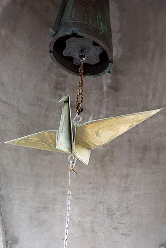 The bronze origami crane at the Hiroshima memorial museum