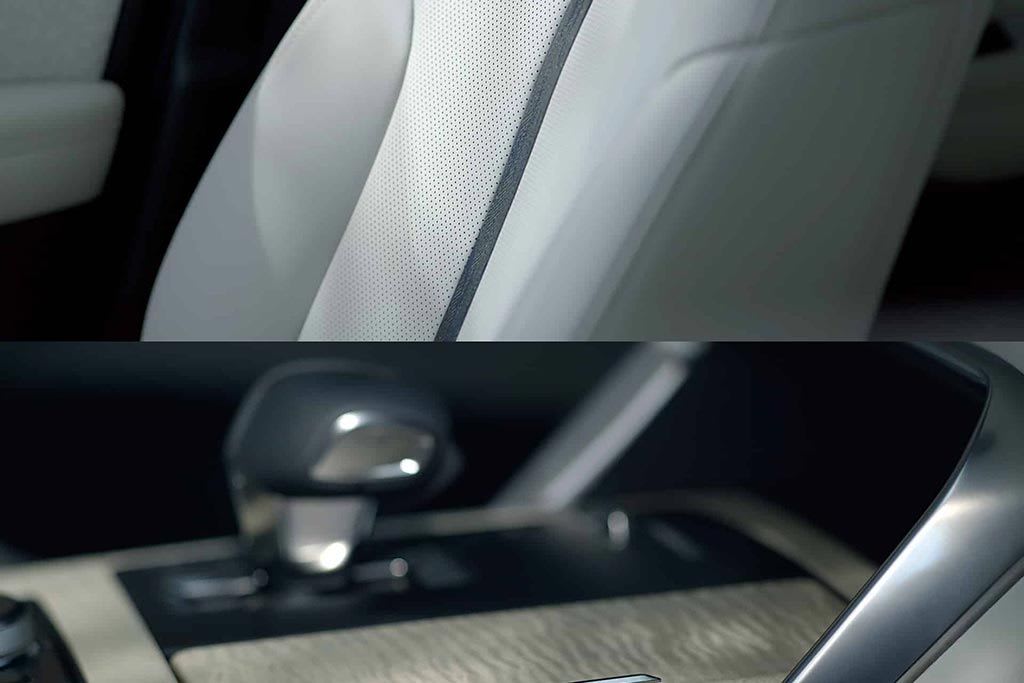 Split image of interior details of a Mazda car