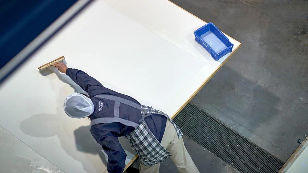 Man making traditional Japanese Washi paper