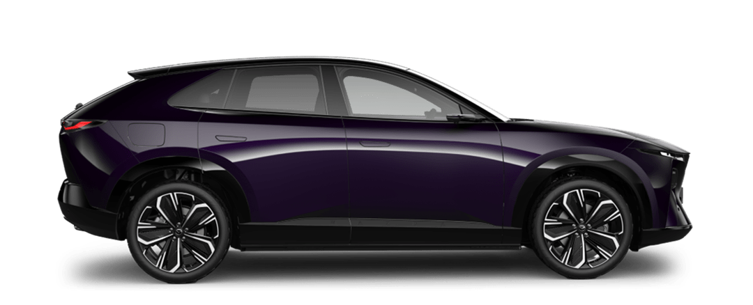 Side view of the Mazda CX-6e in Nightfall Violet Metallic