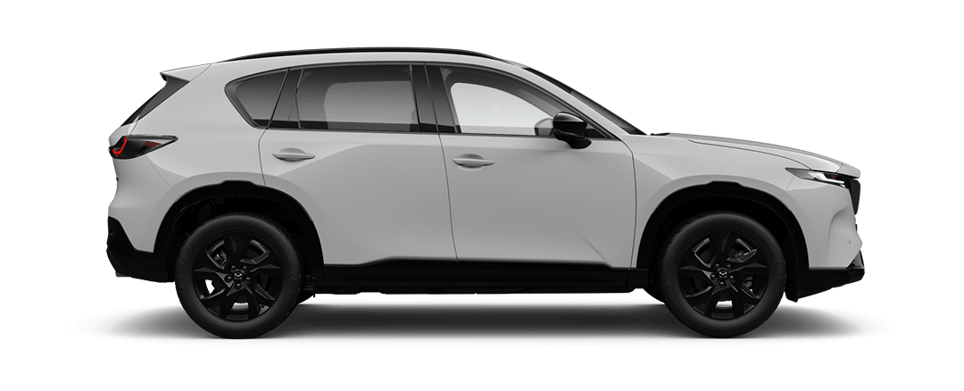 Side View of a Mazda CX-5 SUV in Rhodium White Metallic
