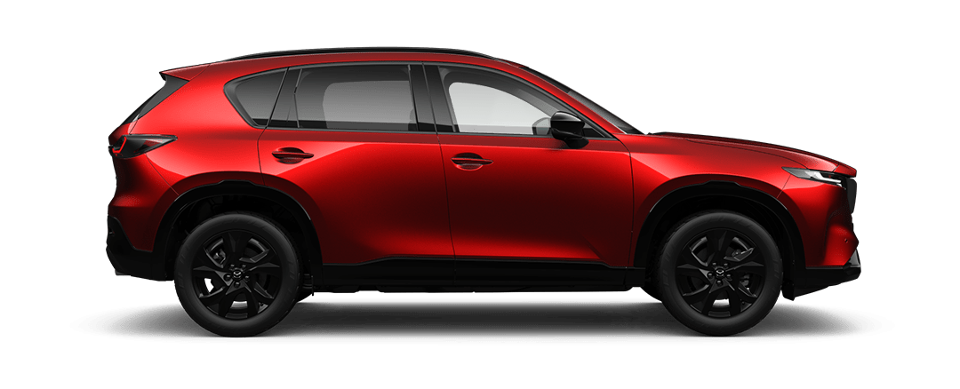 Side View of a Mazda CX-5 SUV in Soul Red Metallic