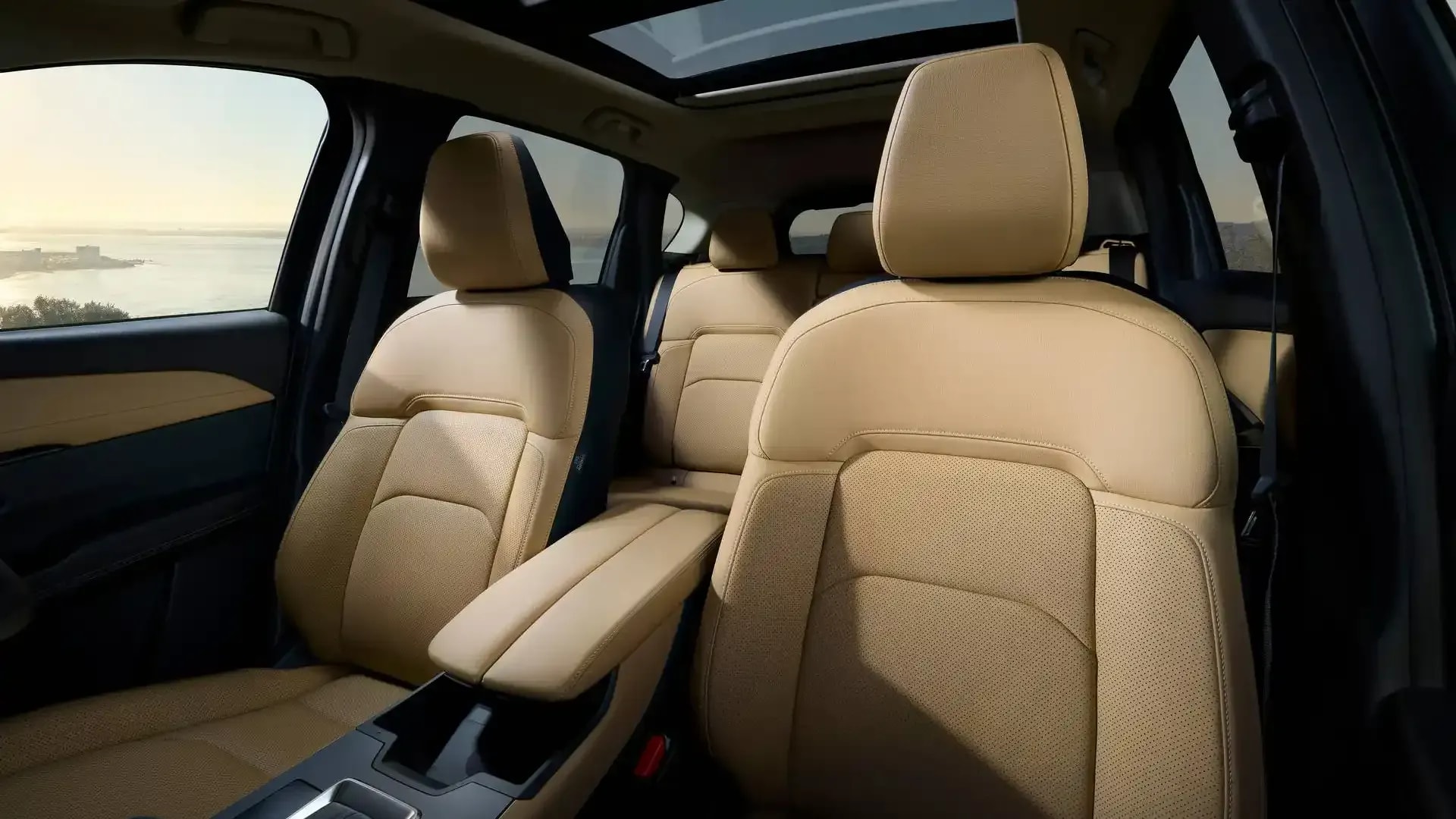 Tan leather seats of a Mazda CX-5 SUV