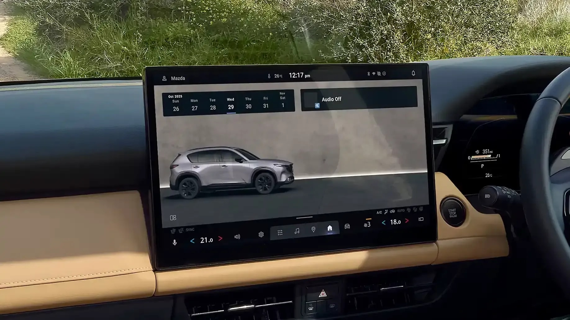 Close up of the centre touchscreen of a Mazda CX-5 SUV