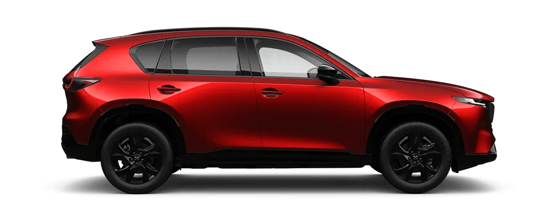 Side View of a Mazda CX-5 SUV in Soul Red Metallic