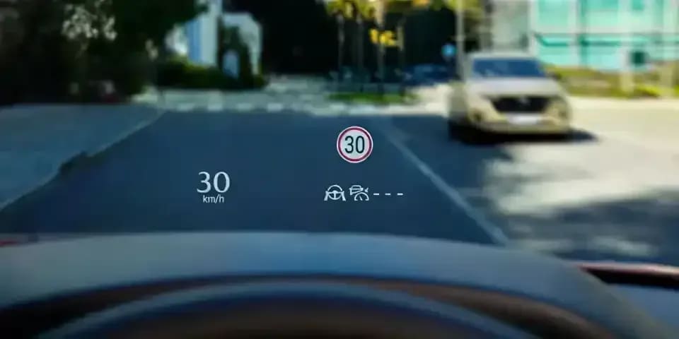 View of the active heads-up display on the Mazda CX-5 SUV