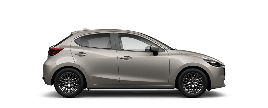 Side view of Mazda2 Limited in Platinum Quartz