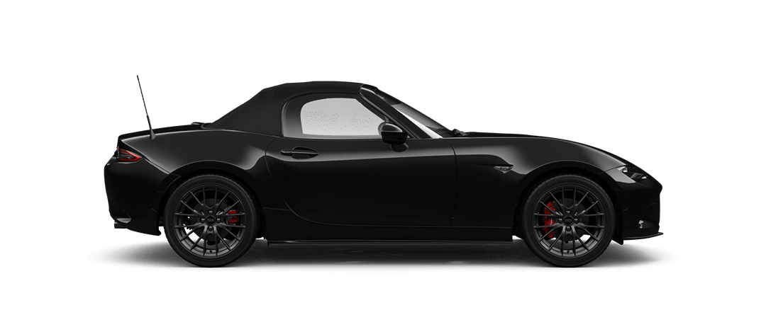 Side view of a Jet Black Mazda MX-5 Roadster Takami