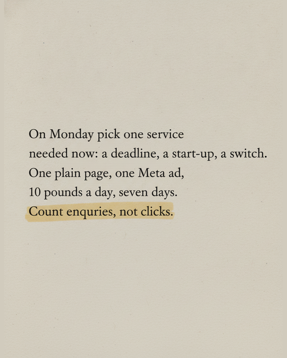 Grey paper page in serif type with the phrase count enquiries, not clicks highlighted and no diagram beneath