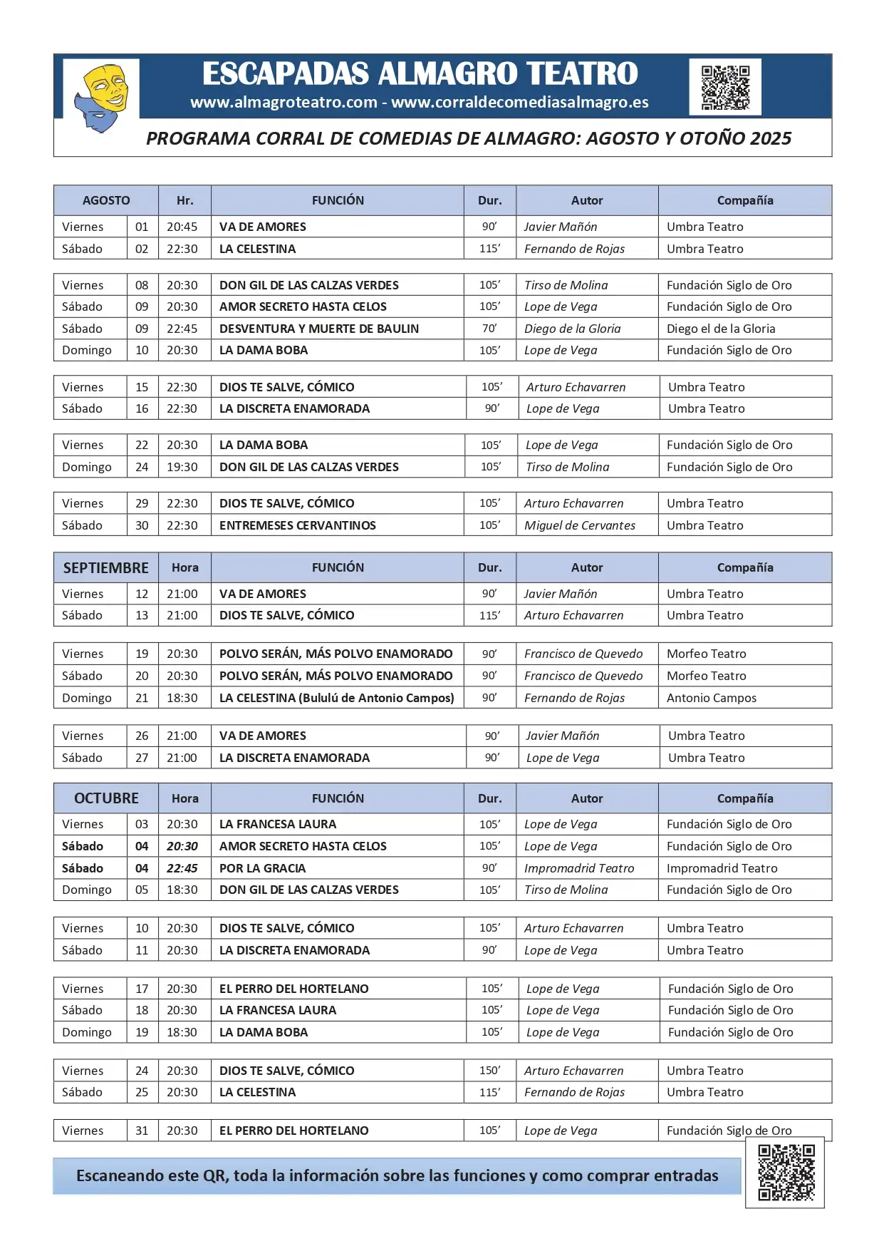 PROGRAMACION TEATRO