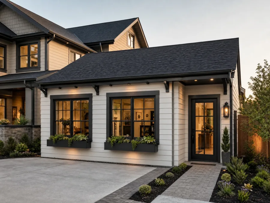 Completed garage conversion exterior showing permitted ADU addition