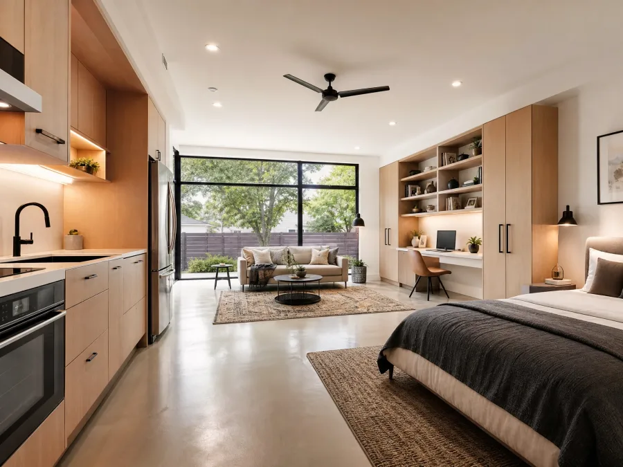 Garage conversion interior, finished living space