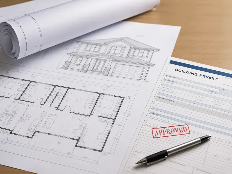 Home addition permit approval document showing building department stamp