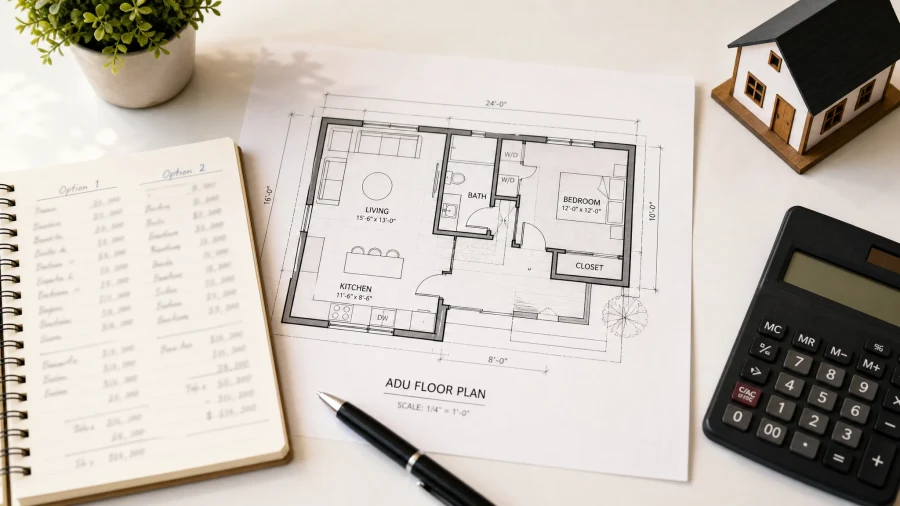 ADU design cost breakdown — permit-ready architectural drawing set