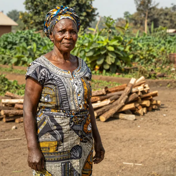 Mama Risi, 78-year-old farmer from Ibadan, in her compound