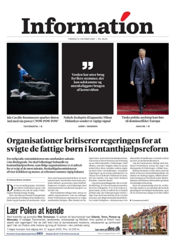 Avisens forside: Mandag 14. oktober 2024