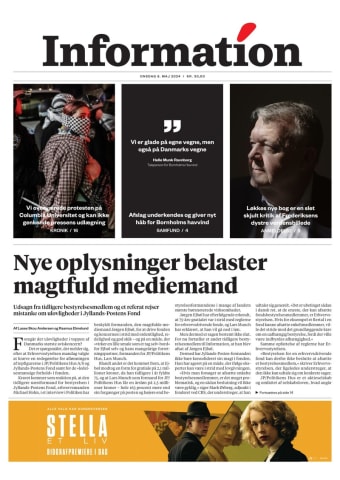 Avisens forside: Onsdag 8. maj 2024