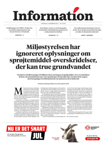 Avisens forside: Torsdag 5. december 2024