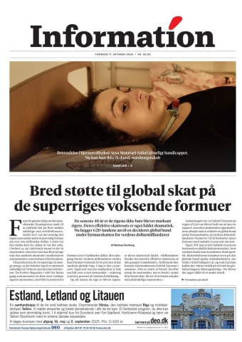 Avisens forside: Torsdag 17. oktober 2024