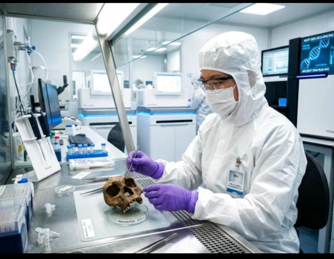 Figure 2. Ancient DNA is extracted from bone in clean laboratories, to keep modern DNA out of the samples.