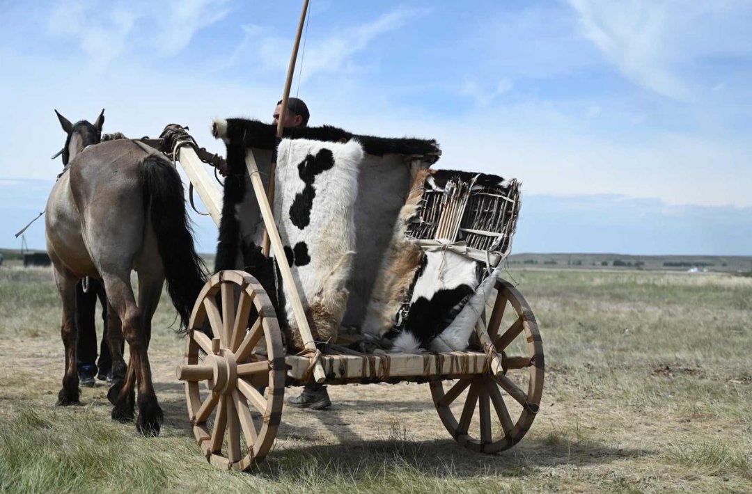 Figure 4. A modern reconstruction of a light chariot on spoked wheels, of the kind that spread from the steppe after about 2000 BCE.
