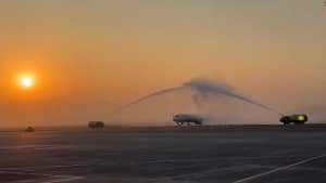 India's Newest Greenfield Airport Opens; IndiGo Flight Receives Water Cannon Salute