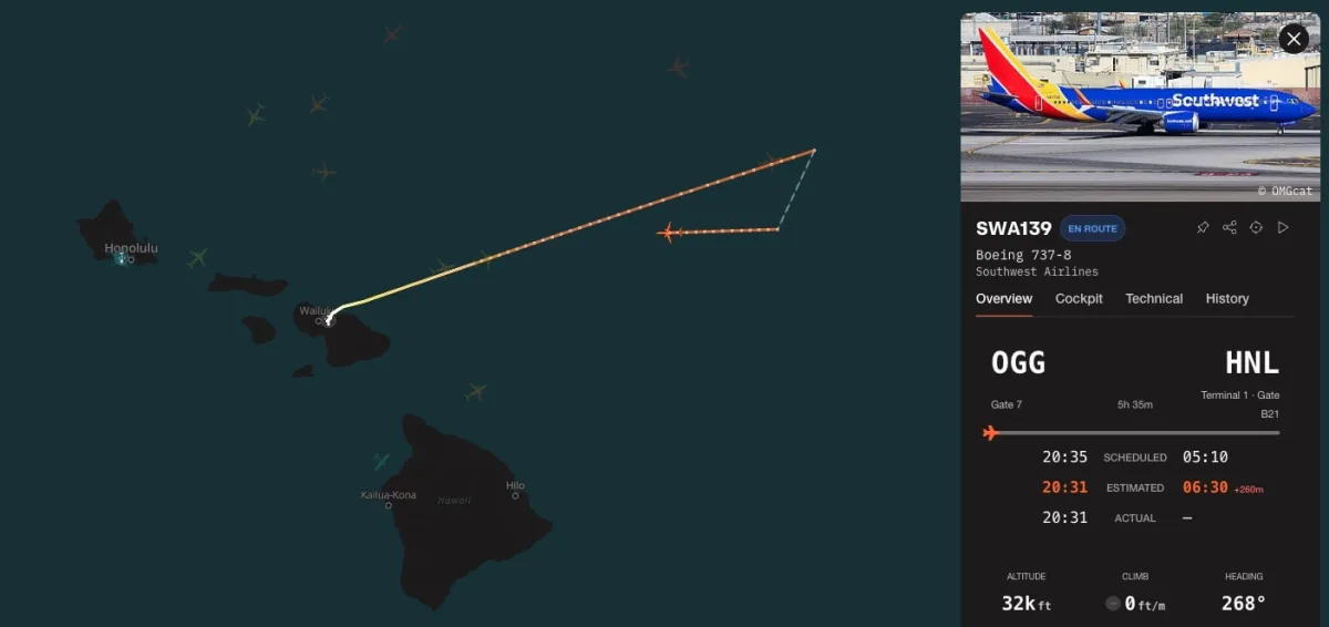 Southwest 737 MAX 8 Declares Emergency, Diverts to Honolulu